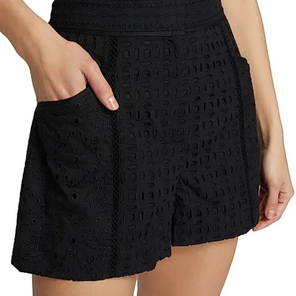 Veronica Beard Fabian Cotton Eyelet Shorts 100% Cotton Black Size 16 - Picture 6 of 6